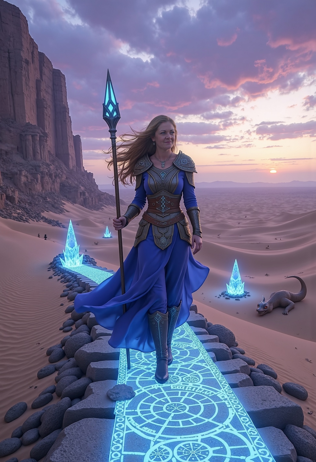 amy773 blue eyed woman walks across a gl-FLUX TRAI